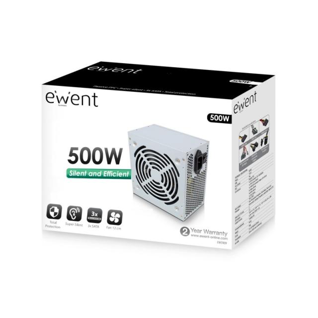 Ewent - EW3909 unidad de fuente de alimentación 500 W 20+4 pin ATX ATX Gris