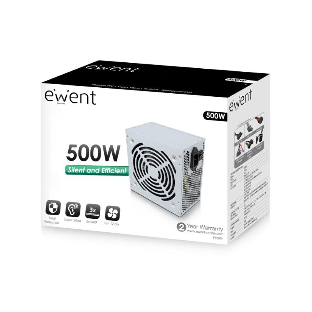 Ewent - EW3909 unidad de fuente de alimentación 500 W 20+4 pin ATX ATX Gris