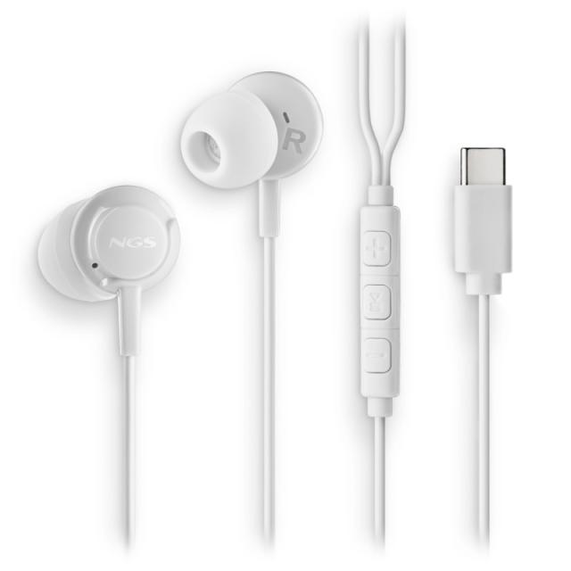 NGS - CROSS STEP Auriculares Alámbrico Dentro de oído Llamadas/Música USB Tipo C Blanco