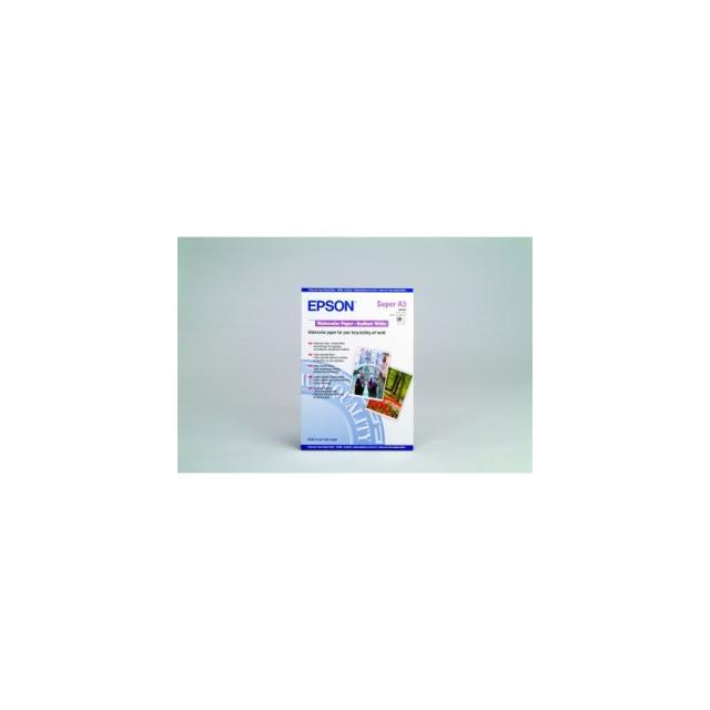 Epson - Papel acuarela blanco, DIN A3+, 190 g/m², 20 hojas