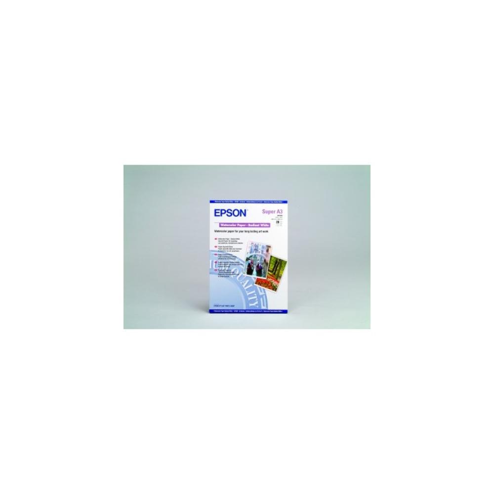 Epson - Papel acuarela blanco, DIN A3+, 190 g/m², 20 hojas