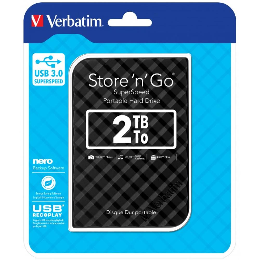 Verbatim - Disco Duro Portátil Store ''n'' Go USB 3.0 de 2 TB en color Negro