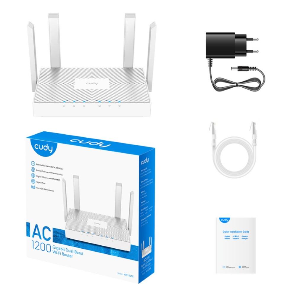 Cudy - WR1300E router inalámbrico Gigabit Ethernet Doble banda (2,4 GHz / 5 GHz) Blanco
