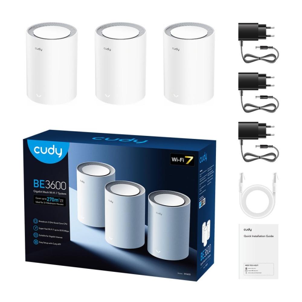 Cudy - M3600 Doble banda (2,4 GHz / 5 GHz) Wi-Fi 7 (802.11be) Blanco 3 Interno - M3600(3-PACK)