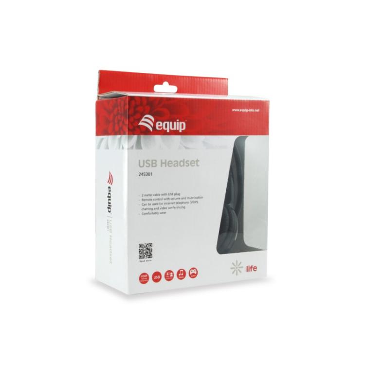 Equip - 245301 Auriculares Alámbrico Diadema Llamadas/Música USB tipo A Negro