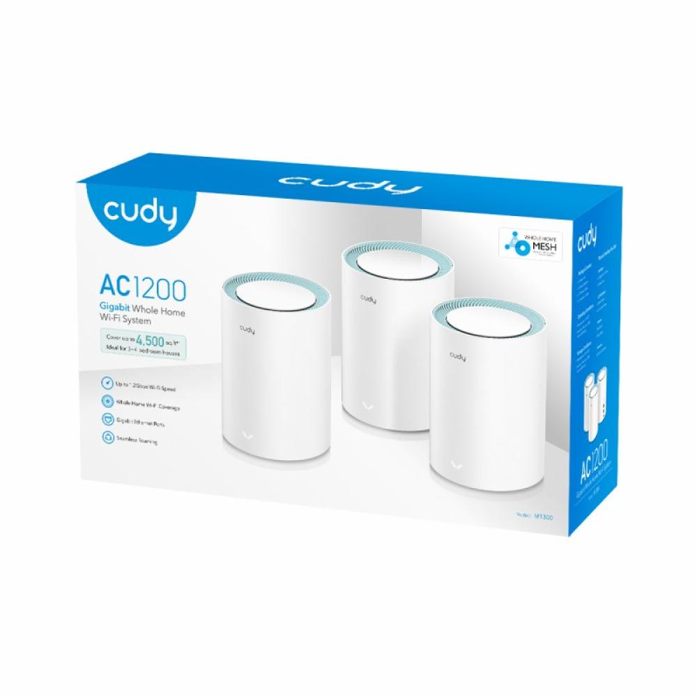 Cudy - M1300 3-PACK sistema Wi-Fi Mesh (Wi-Fi en malla) Doble banda (2,4 GHz / 5 GHz) Wi-Fi 5 (802.11ac) Blanco 1 Interno