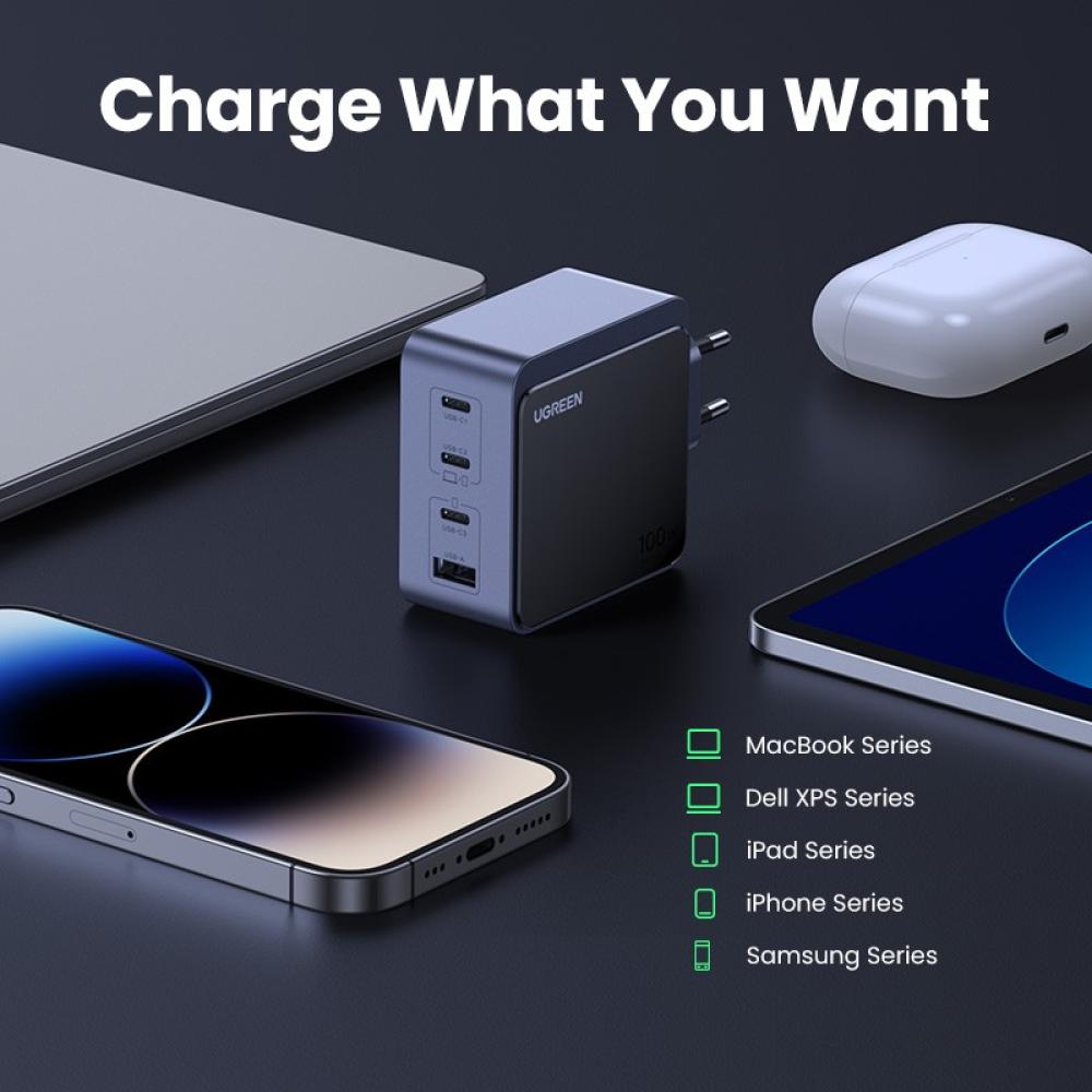 Ugreen - Nexode S 100W 4-Port GaN Fast Charger EU gray Ordenador portátil, Teléfono móvil, Portátil, Batería portátil, Tableta G