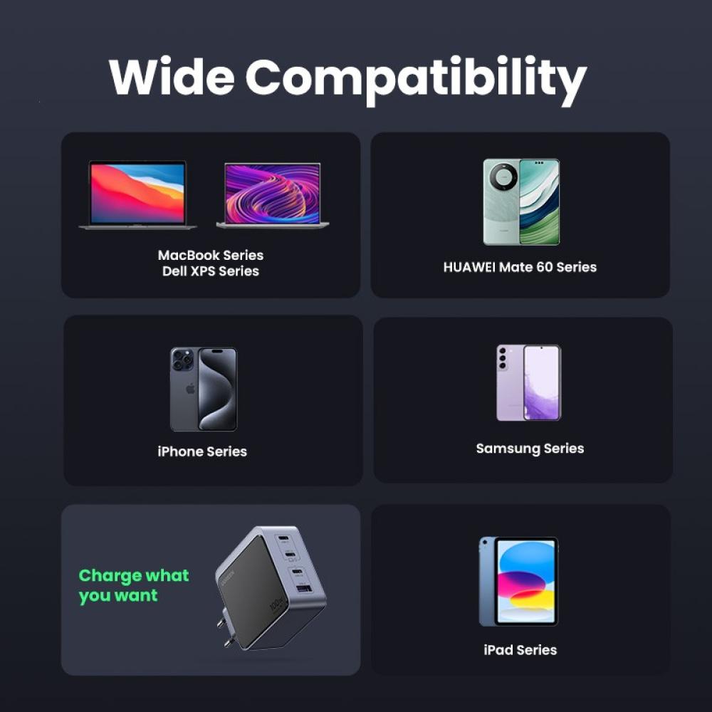 Ugreen - Nexode S 100W 4-Port GaN Fast Charger EU gray Ordenador portátil, Teléfono móvil, Portátil, Batería portátil, Tableta G