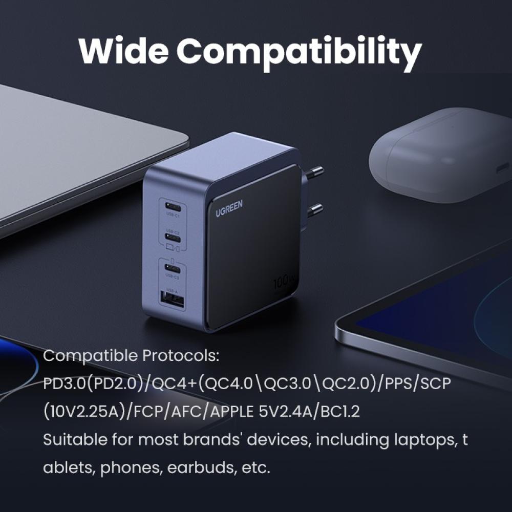 Ugreen - Nexode S 100W 4-Port GaN Fast Charger EU gray Ordenador portátil, Teléfono móvil, Portátil, Batería portátil, Tableta G