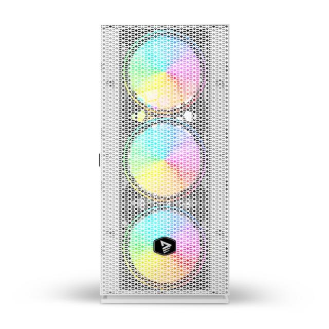 Savio - Raptor White X1 ARGB Glass/Mesh White Computer Case Midi Tower Blanco