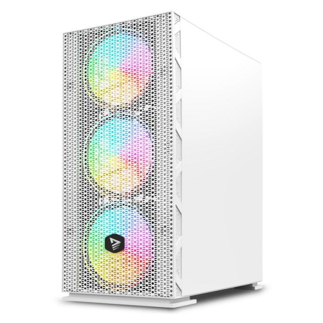 Savio - Raptor White X1 ARGB Glass/Mesh White Computer Case Midi Tower Blanco