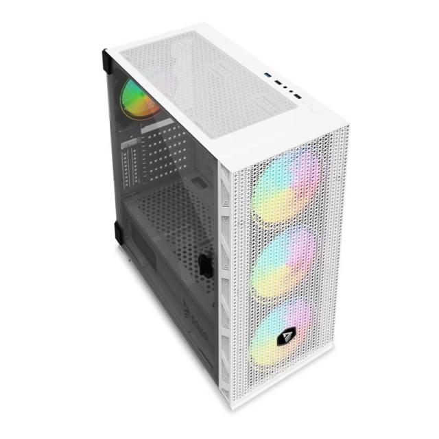 Savio - Raptor White X1 ARGB Glass/Mesh White Computer Case Midi Tower Blanco