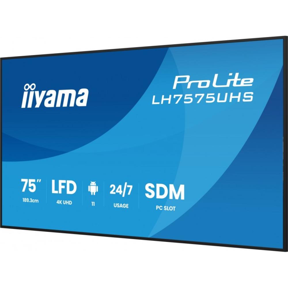 iiyama - LH7575UHS-B2AG pantalla de señalización Pantalla plana para señalización digital 190,5 cm (75") LCD Wifi 500 cd / m² 4K