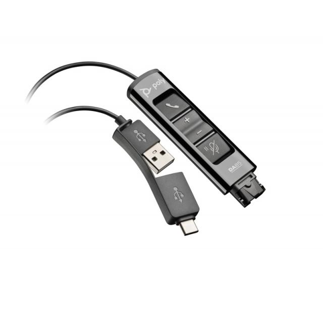 HP Poly - Adaptador negro Poly DA85 USB a QD compatible con TAA