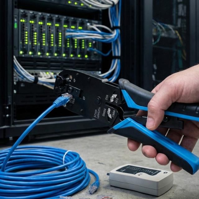 Phasak - TD 019 – Crimpadora profesional con topes para RJ11 / RJ12 / RJ45