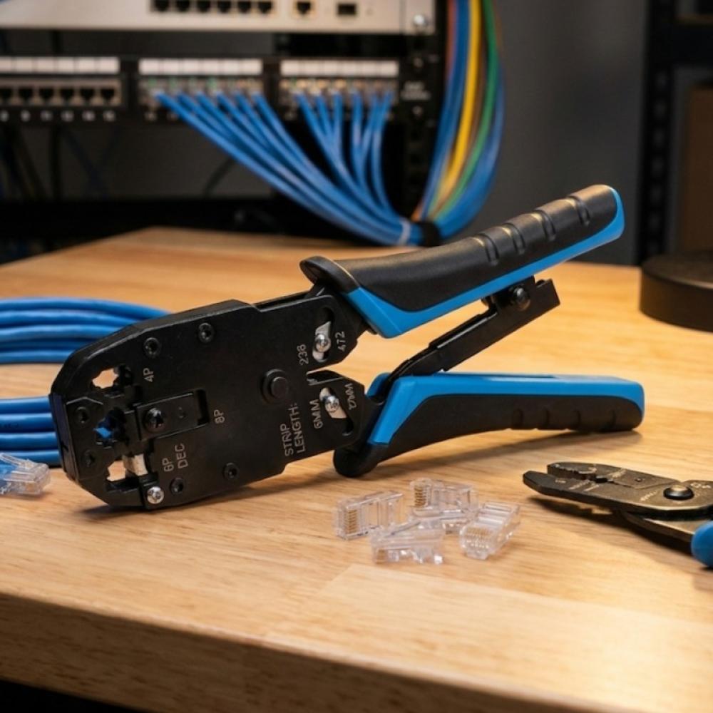 Phasak - TD 019 – Crimpadora profesional con topes para RJ11 / RJ12 / RJ45