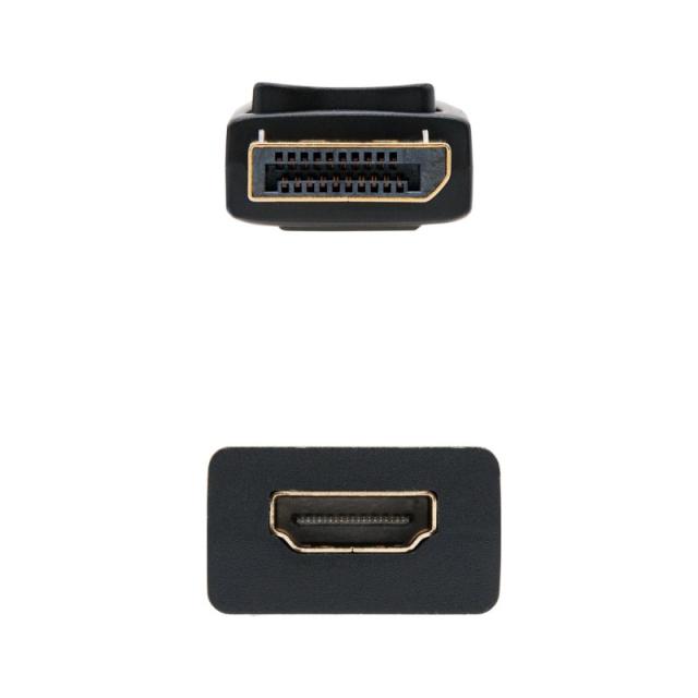 Nanocable - CONVERSOR DISPLAYPORT A HDMI DP/M-HDMI/H NEGRO 15 CM