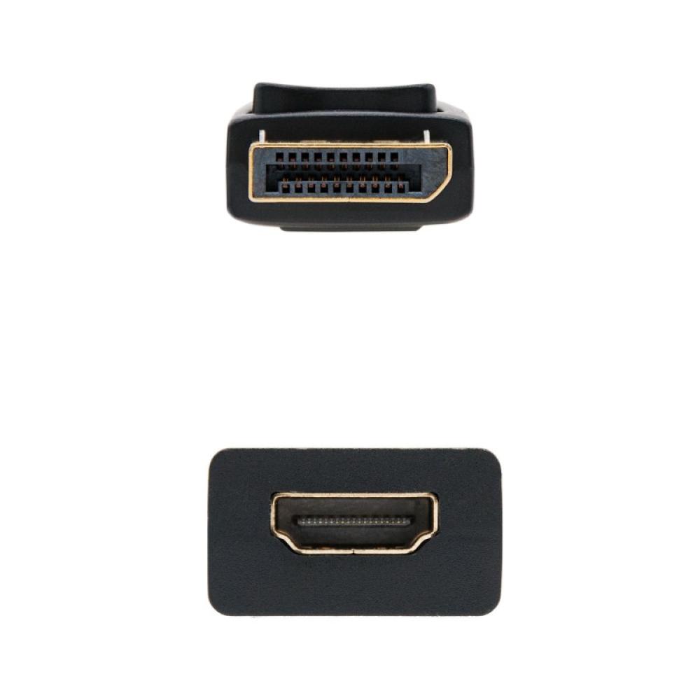 Nanocable - CONVERSOR DISPLAYPORT A HDMI DP/M-HDMI/H NEGRO 15 CM