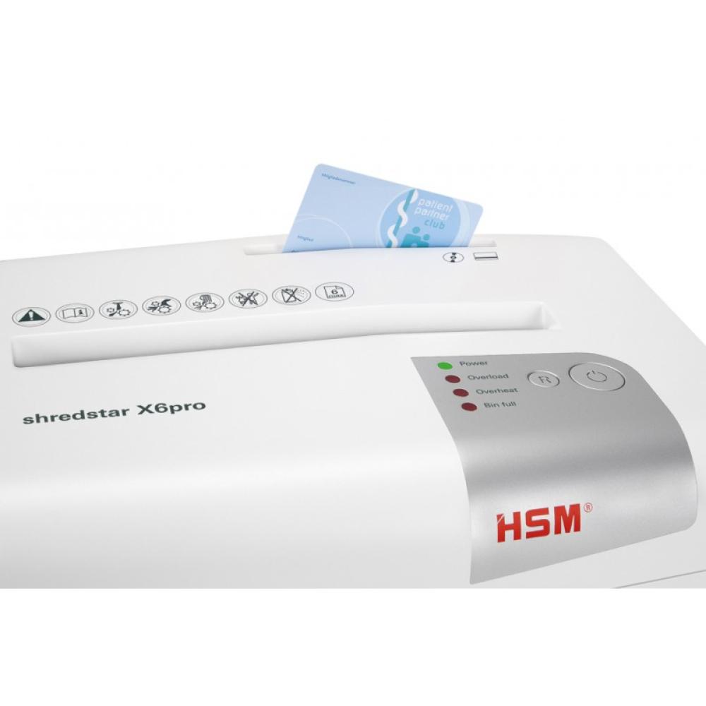 HSM - X6pro triturador de papel Corte en partículas 58 dB 22 cm Plata, Blanco