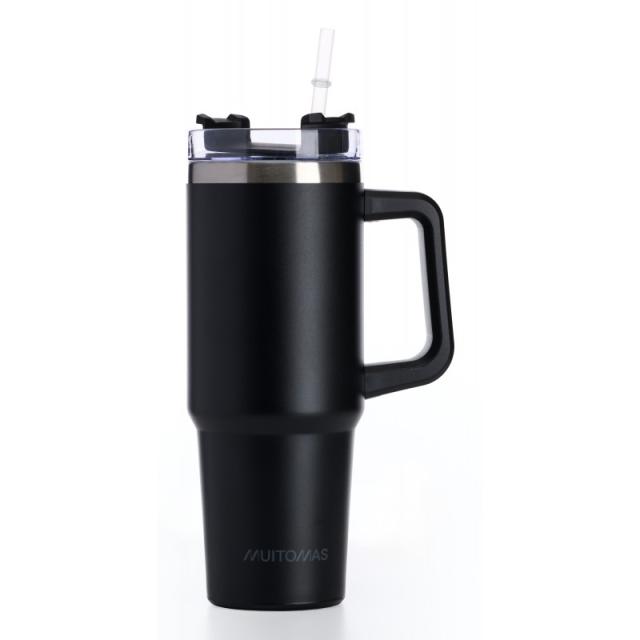 Muitomas - TRAVELMUG900BK taza de viaje 900 ml Negro Acero inoxidable