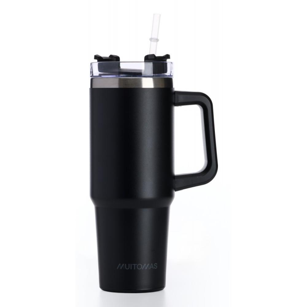 Muitomas - TRAVELMUG900BK taza de viaje 900 ml Negro Acero inoxidable