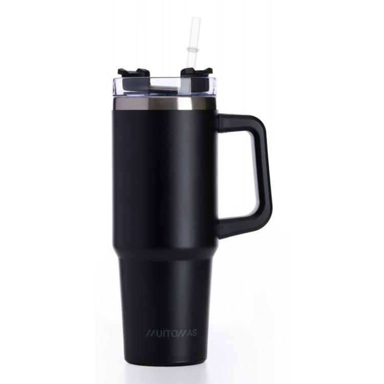 Muitomas - TRAVELMUG900BK taza de viaje 900 ml Negro Acero inoxidable