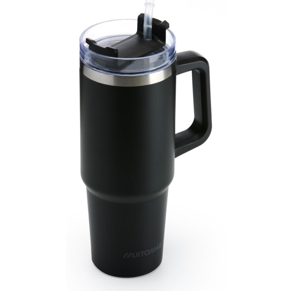 Muitomas - TRAVELMUG900BK taza de viaje 900 ml Negro Acero inoxidable