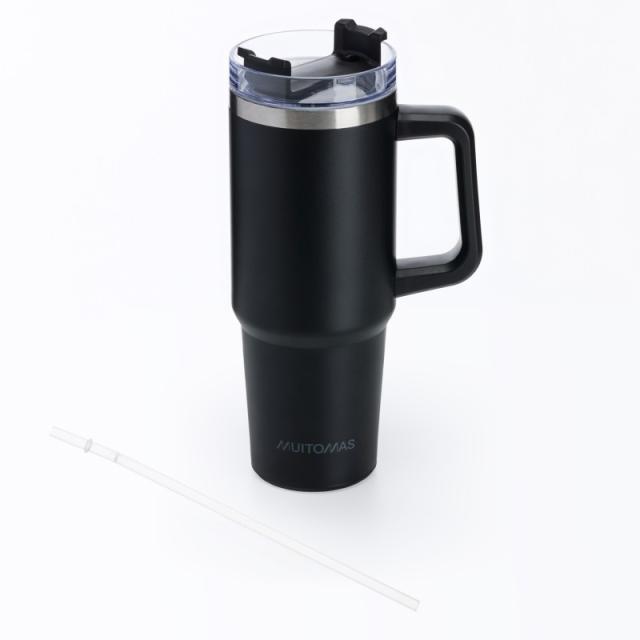 Muitomas - TRAVELMUG900BK taza de viaje 900 ml Negro Acero inoxidable