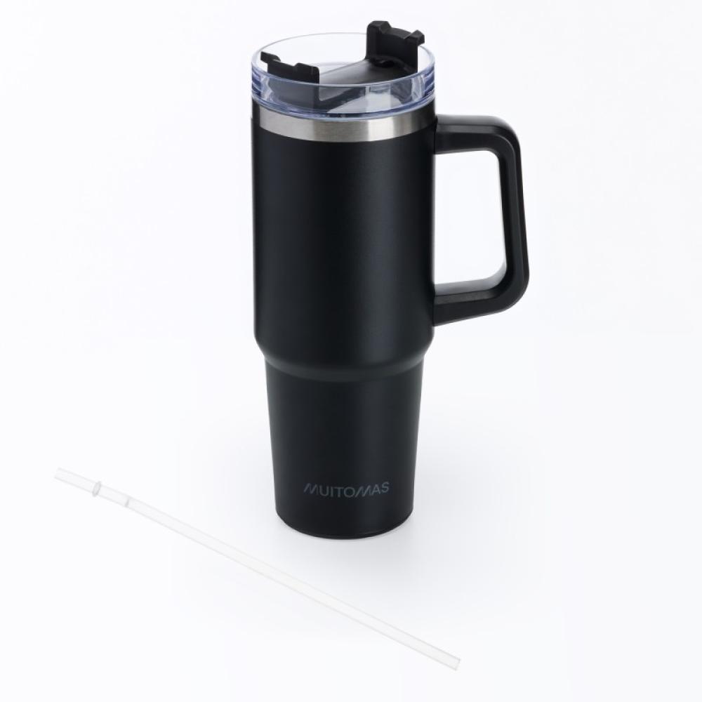 Muitomas - TRAVELMUG900BK taza de viaje 900 ml Negro Acero inoxidable
