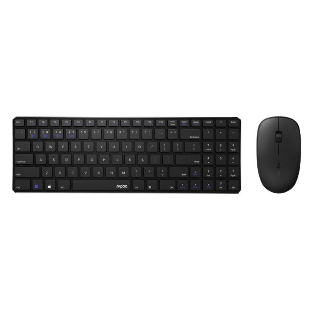 Rapoo - 9300M teclado Ratón incluido Hogar USB + RF Wireless + Bluetooth QWERTY Negro