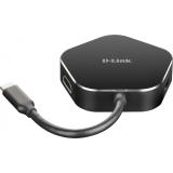 D-Link - DUB-M420 base para portátil y replicador de puertos Alámbrico Thunderbolt 3 Aluminio, Negro