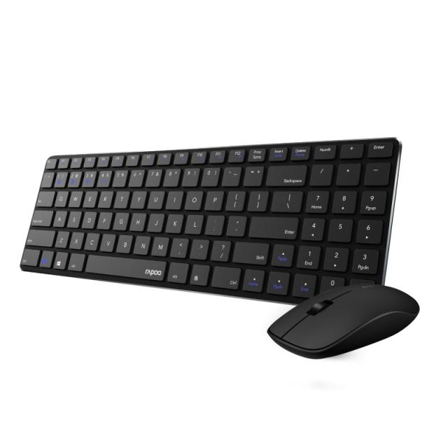 Rapoo - 9300M teclado Ratón incluido Hogar USB + RF Wireless + Bluetooth QWERTY Negro