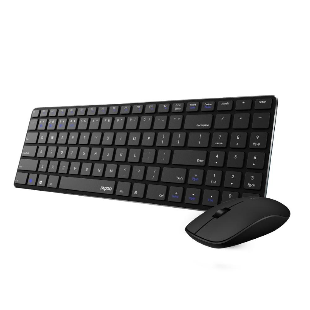 Rapoo - 9300M teclado Ratón incluido Hogar USB + RF Wireless + Bluetooth QWERTY Negro