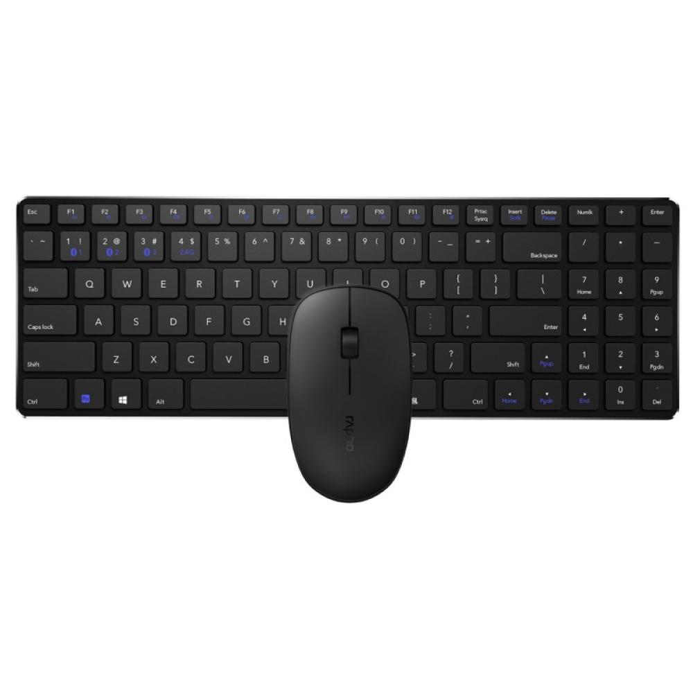 Rapoo - 9300M teclado Ratón incluido Hogar USB + RF Wireless + Bluetooth QWERTY Negro