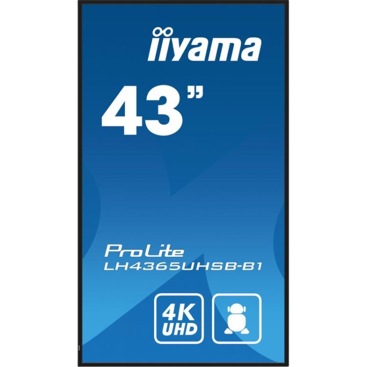 iiyama - LH4365UHSB-B1 pantalla de señalización Diseño de quiosco 108 cm (42.5") LED Wifi 800 cd / m² 4K Ultra HD Negro Procesad