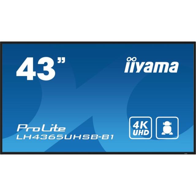 iiyama - LH4365UHSB-B1 pantalla de señalización Diseño de quiosco 108 cm (42.5") LED Wifi 800 cd / m² 4K Ultra HD Negro Procesad