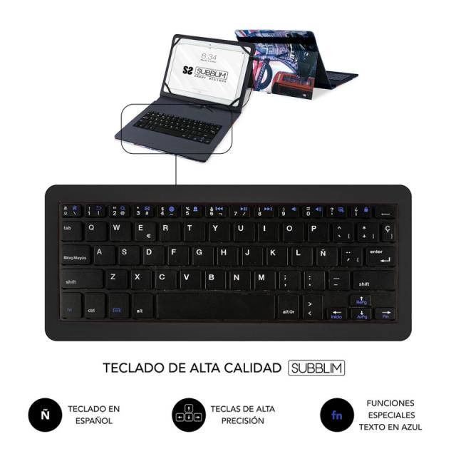 SUBBLIM - Funda con Teclado Micro USB - USB C KEYTAB USB 10,1" England