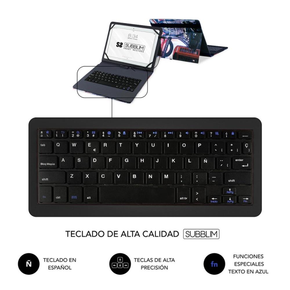 SUBBLIM - Funda con Teclado Micro USB - USB C KEYTAB USB 10,1" England