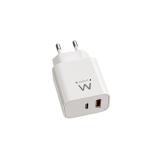 Ewent - Cargador Rápido GaN de 20W USB-C PD y USB-A QC, Diseño Compacto