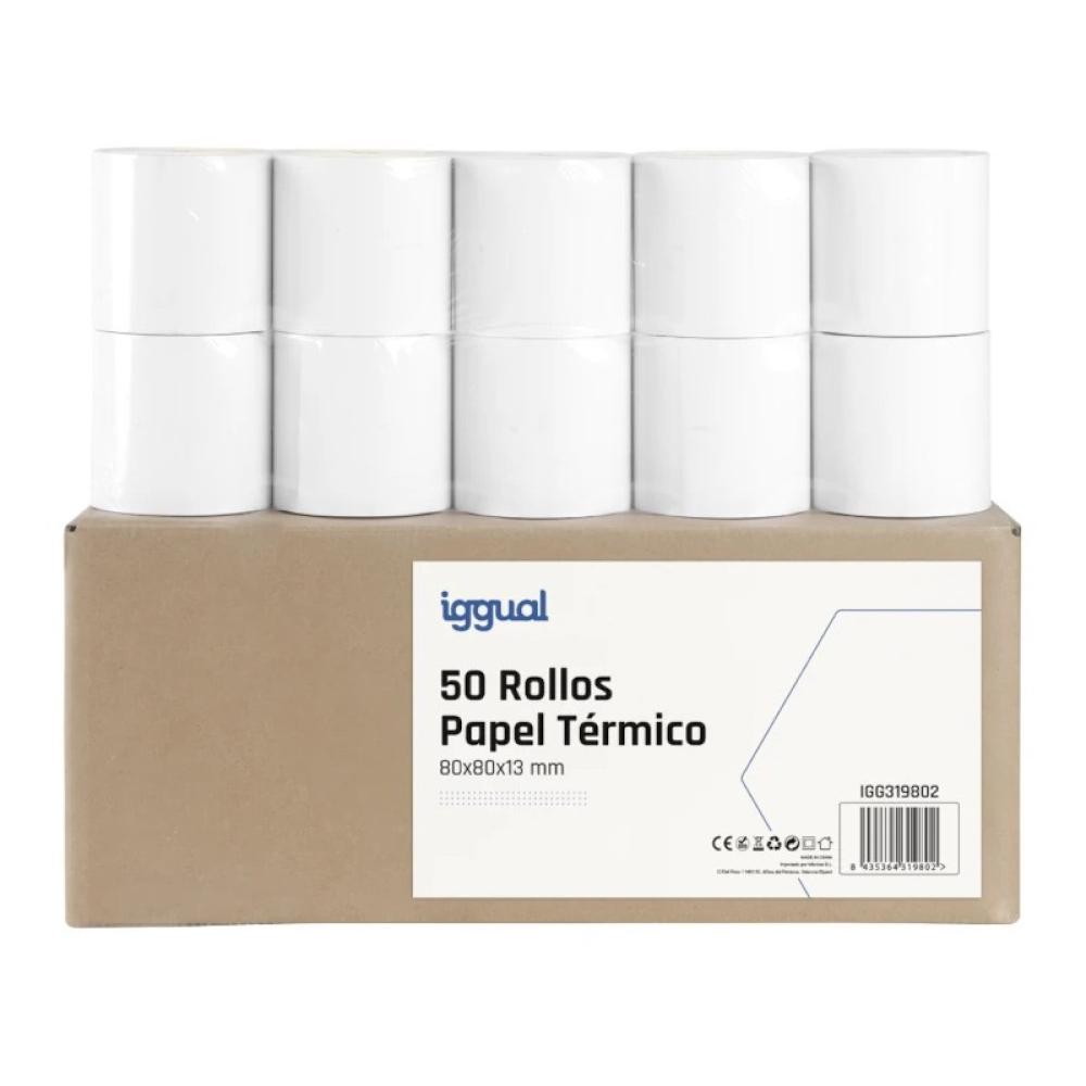 iggual - Caja 50 rollos papel térmico sin BPA 80x80