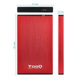 TooQ - TQE-2527R caja para disco duro externo 2.5" Caja de disco duro (HDD) Negro, Rojo