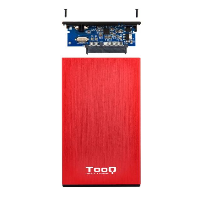TooQ - TQE-2527R caja para disco duro externo 2.5" Caja de disco duro (HDD) Negro, Rojo