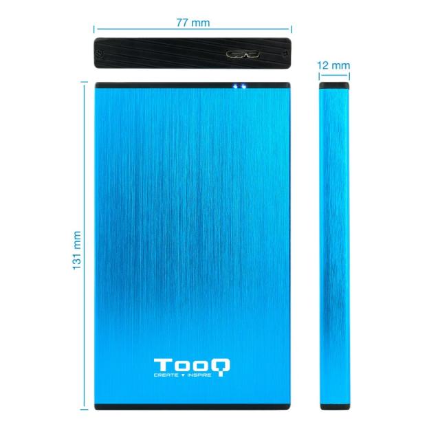 TooQ - TQE-2527BL caja para disco duro externo Caja de disco duro (HDD) Negro, Azul 2.5"