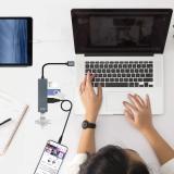 Nanocable - USB 3.0 4xUSB3.0. USB-A/M-USB 3.0/H, Gris, 10 cm