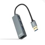 Nanocable - USB 3.0 4xUSB3.0. USB-A/M-USB 3.0/H, Gris, 10 cm