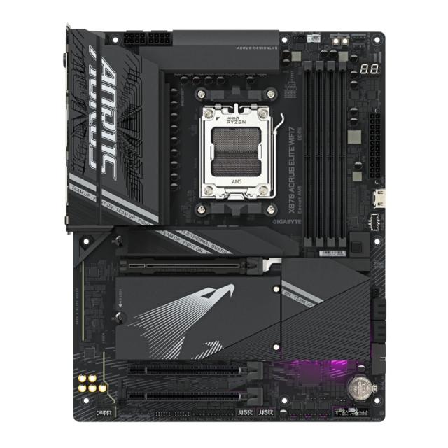 GIGABYTE - X870 AORUS ELITE WIFI7 Placa Base - Compatible con CPUs AMD Ryzen 9000, 16+2+2 fases VRM, hasta 8000MHz DDR5 (OC), 3x