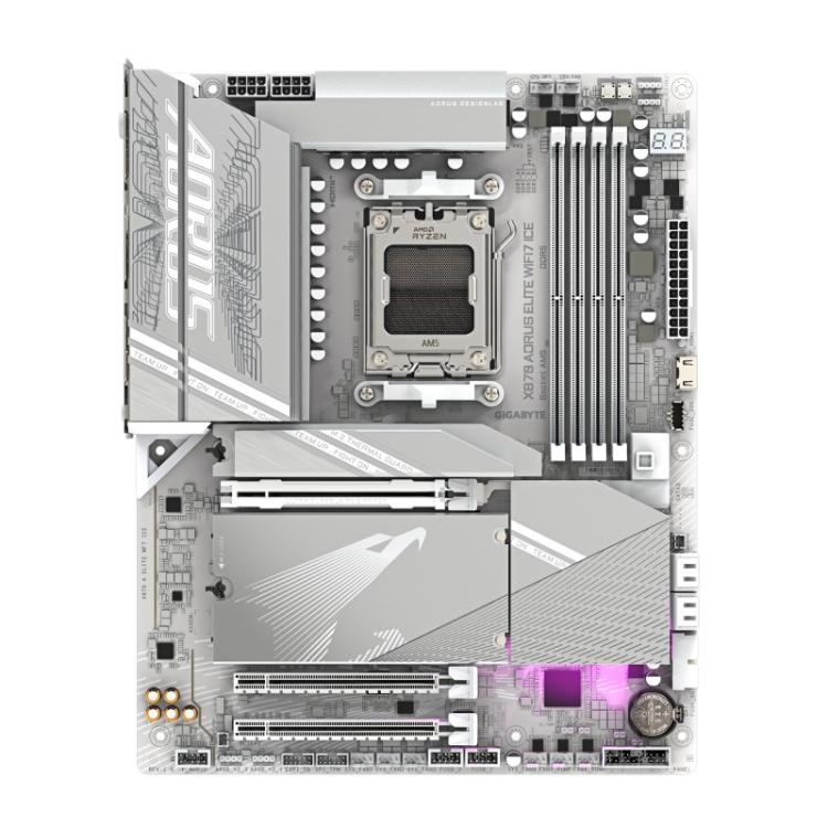 GIGABYTE - X870 AORUS ELITE WIFI7 ICE Placa Base - Compatible con CPUs AMD Ryzen 9000, 16+2+2 fases VRM digital, hasta 8200MHz D