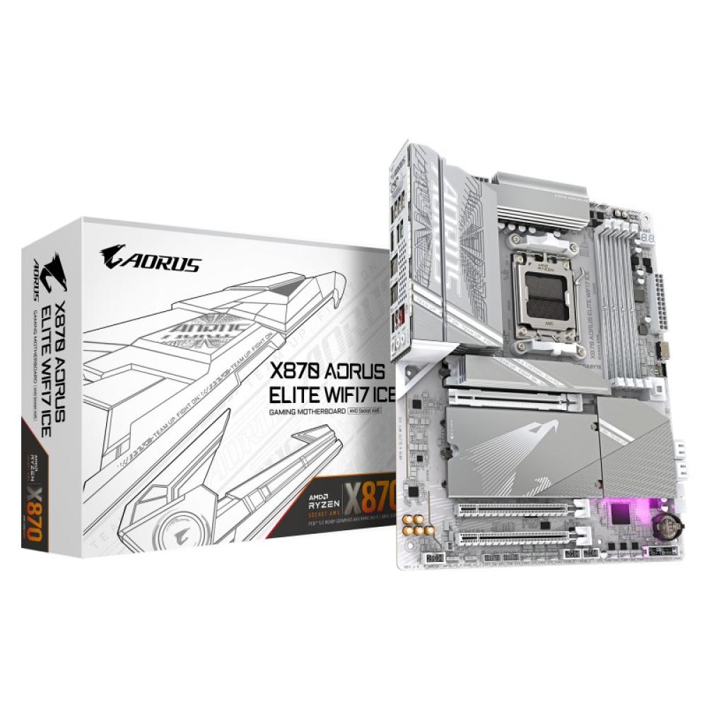 GIGABYTE - X870 AORUS ELITE WIFI7 ICE Placa Base - Compatible con CPUs AMD Ryzen 9000, 16+2+2 fases VRM digital, hasta 8200MHz D