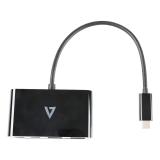 V7 - USB-C macho a 2 x USB A hembra, 2 x USB-C concentrador hembra USB 3.2 Gen1 5 Gbps negro