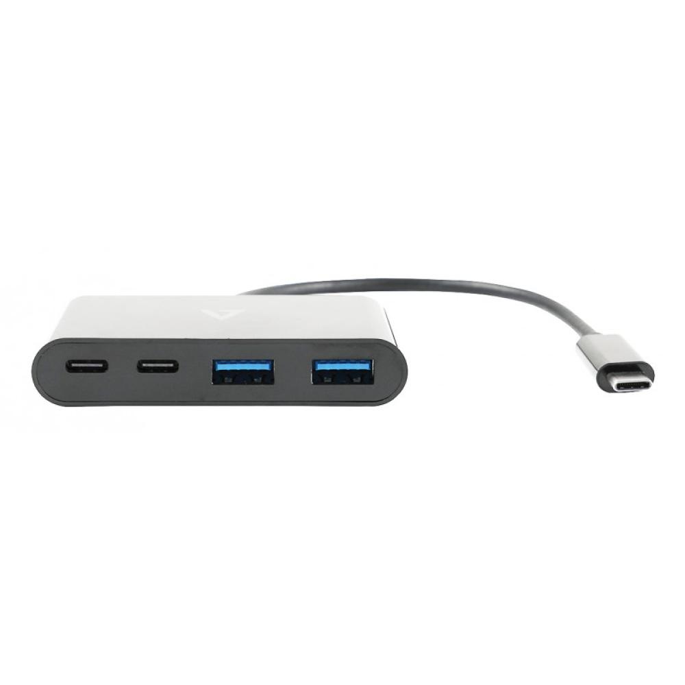 V7 - USB-C macho a 2 x USB A hembra, 2 x USB-C concentrador hembra USB 3.2 Gen1 5 Gbps negro